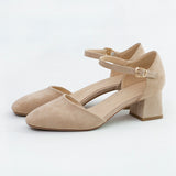 Nude Strappy Block Heels