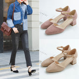 Nude Strappy Block Heels