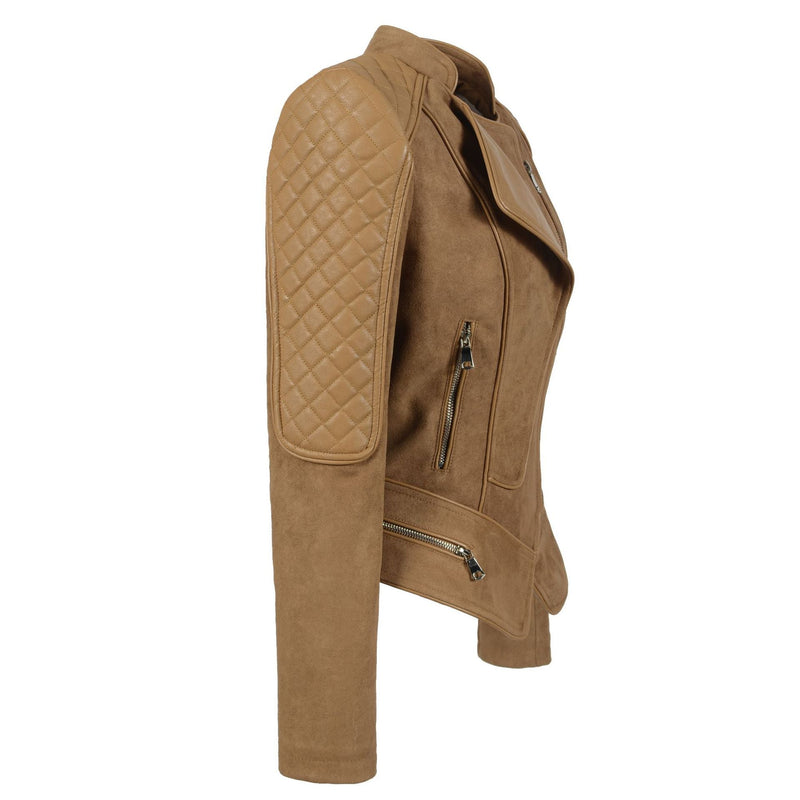 Leather Biker Coat Golden Leather Jacket Women Pu Jackets plus Size Slim Fit Short Coat