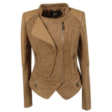 Leather Biker Coat Golden Leather Jacket Women Pu Jackets plus Size Slim Fit Short Coat
