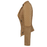 Leather Biker Coat Golden Leather Jacket Women Pu Jackets plus Size Slim Fit Short Coat