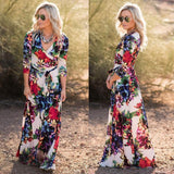 Printed Lace-up Three-Quarter Sleeve Dress Flower Print Cottagecore Aesthetic Dress