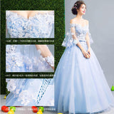 Women'S Evening Dress Ball Gown Princess Quinceanera Wedding Dresses Blue Petal Bridal Wedding Dress Toast Clothing Dinner Show Annual Meeting Dress