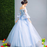 Women'S Evening Dress Ball Gown Princess Quinceanera Wedding Dresses Blue Petal Bridal Wedding Dress Toast Clothing Dinner Show Annual Meeting Dress