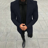 Bohemian Chic Wedding Guest Men Attire Solid Color Suit Collar Long Sleeve Business Gentleman Formal Coat