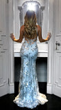 Bohemian Coachella Outfits Sexy V-neck Sequined Suspender Gown Dress