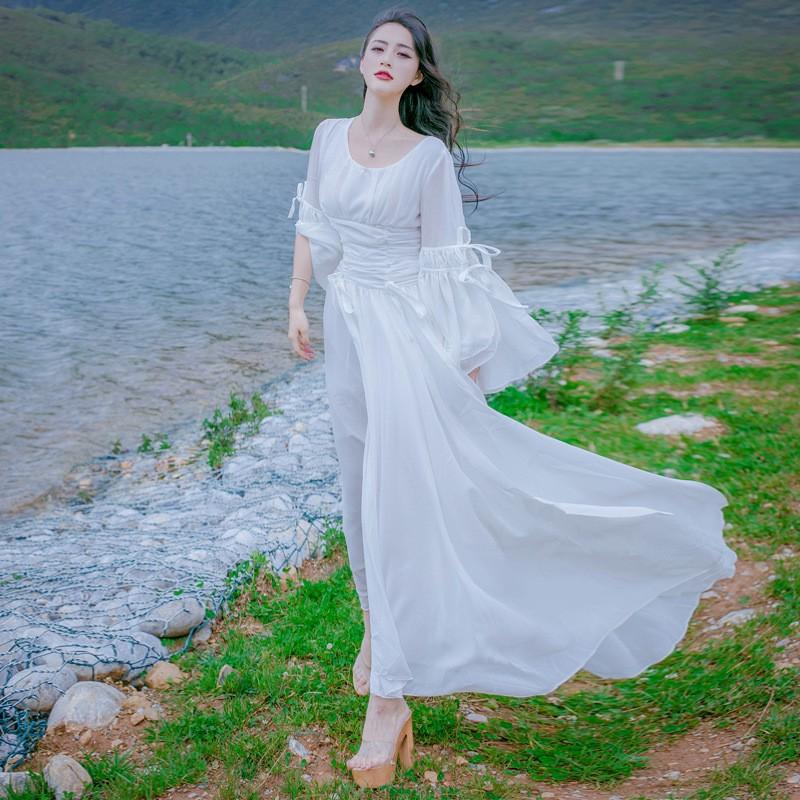 Spring and Summer Retro Bohemian Dress  Bohemia Retro Vintage Cottagecore Aesthetic Flowy Victoria Cottage Core Boho Dress