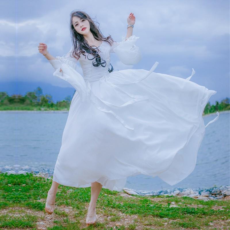 Spring and Summer Retro Bohemian Dress  Bohemia Retro Vintage Cottagecore Aesthetic Flowy Victoria Cottage Core Boho Dress