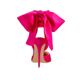 Hot Pink Heels Pointed-Toe Hollowed Satin Girdle  Ultra-Fine High Heel Women's Party Shoes