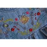 Girl Dress Summer Denim Vest  Embroidery Dress