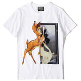 GVC T Shirt Deer and Beauty Pattern Pure Cotton Loose Short Sleeve T-shirt Men