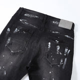 Purple Brand Jeans Black Paint Distressed Straight Jeans