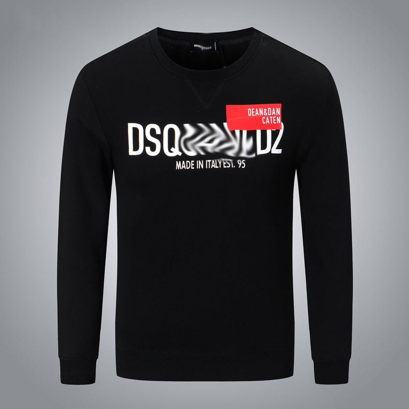 Dsq2 Hoodie DSQ Lian D2 Red Rectangular Printed Sweater Trendy Men's Autumn and Winter