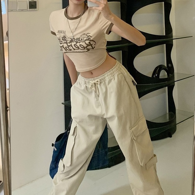 Julia Fox Low Rise Trousers Autumn and Winter Fashion Brand Straight Cargo Pants Casual Pants