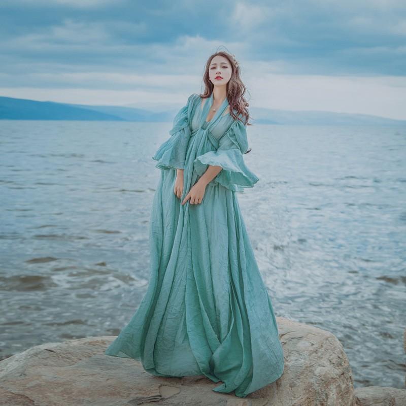 Summer Bohemian Dress Long Dress Bohemia Retro Vintage Cottagecore Aesthetic Flowy Victoria Cottage Core Boho Dress