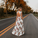 Emery Rose Dresses Irregular Swallow Tail Dress Hollow Backless Sweet Printed Dress