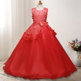 First Communion Dress Vestidos De Primera Comunion Lace Ball Gown Girl Party Princess Pageant Gown Children's Embroidery Dress Bow
