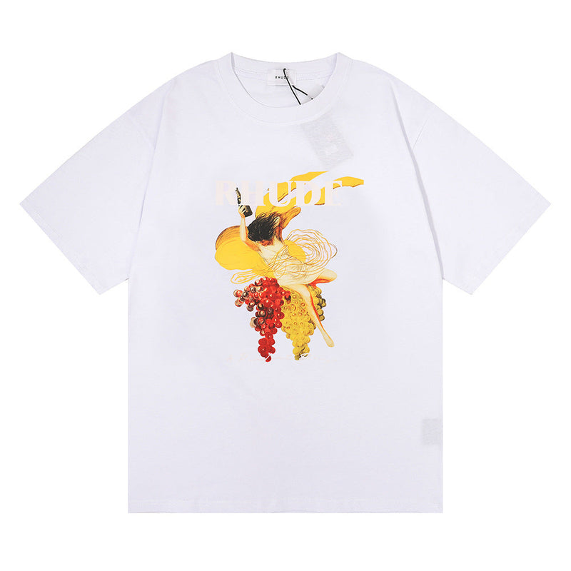 Rhude T Shirt Hip Hop Men and Women Couple Loose Casual