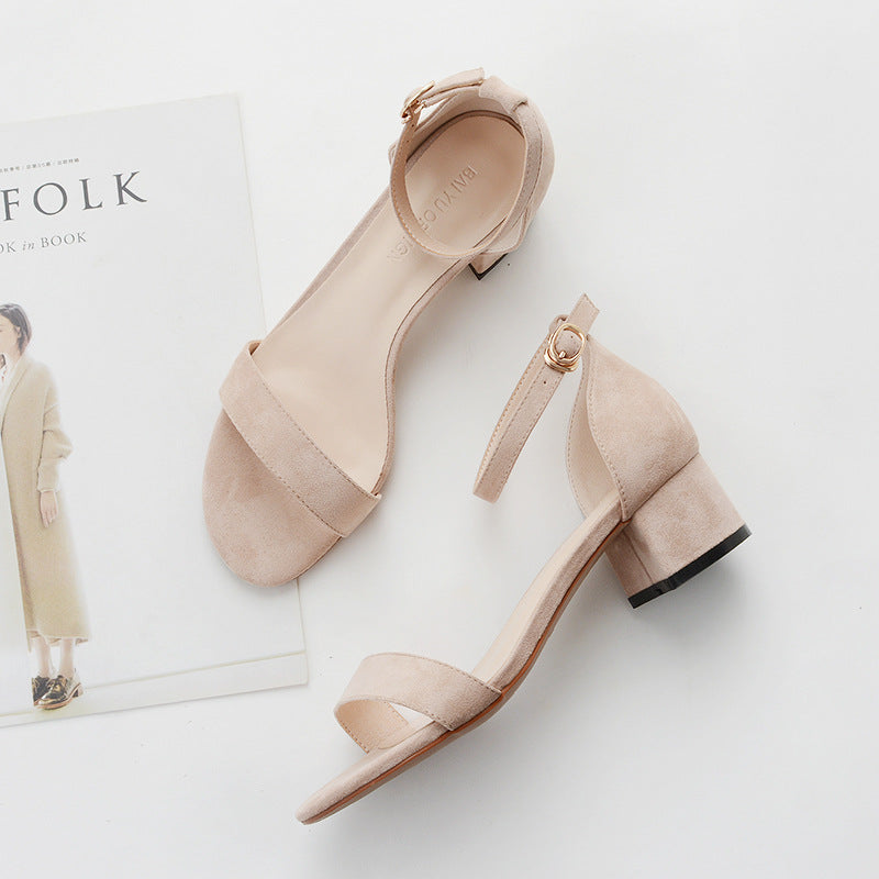 Nude Strappy Block Heels Chunky Heel Sandals