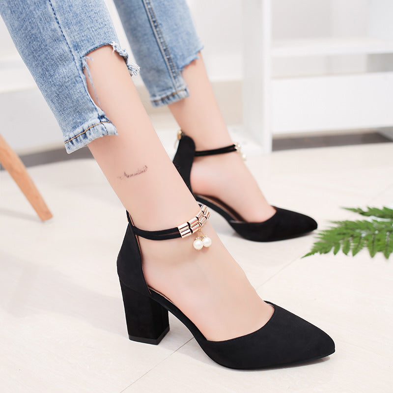 Nude Strappy Block Heels