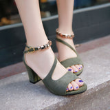 Nude Block Heel Peep Toe Roman Sandals