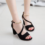 Nude Block Heel Peep Toe Roman Sandals