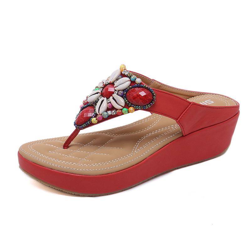 Fancy Sandals Travel Beach Bohemian Retro Wedge Plus Size Slippers