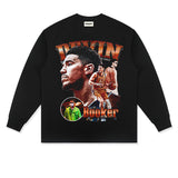 Devin Booker Shirt Devin Booker Printed Long-Sleeved T-shirt Distressed Cotton round Neck