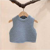 Autumn Rompers Knitted round Neck Sweater Vest Outer Wear