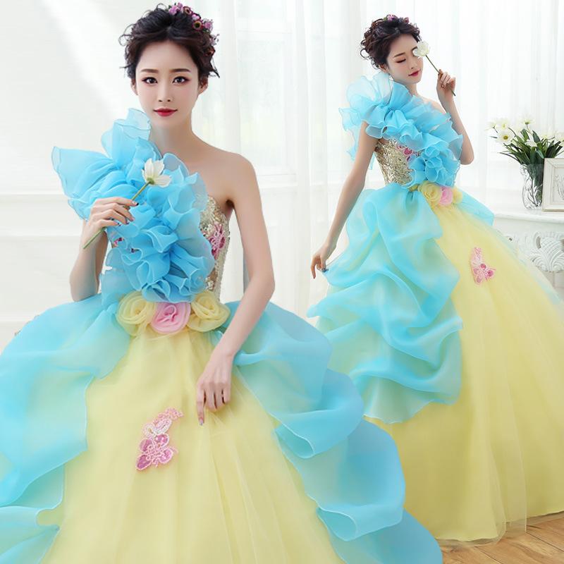 Women's Evening Dress Ball Gown Princess Quinceanera Wedding Dresses Fashion Puffy Banquet Evening Dress Host Performance Dress Women