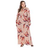 Muslim Women Stylish Kashibo Abaya Muslim Ladies Long Gown Islamic Clothing Jilbab Jalabiya Printed Long Sleeve Slim Fit Plus Size Dress