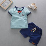 Children Boy Co Ord Summer Casual Short Sleeve Children T-shirt Fifth Pants 2 Piece Set