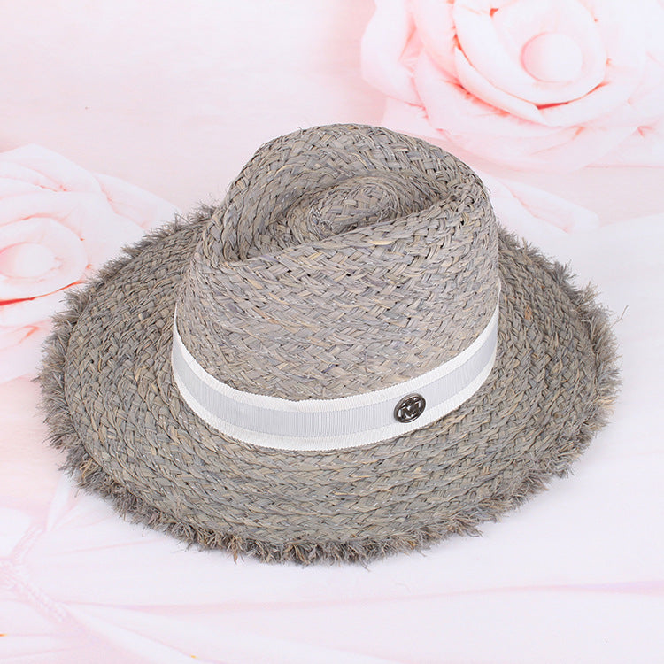 Fedora Golf Hats Spring/Summer Straw Hat Wide Brim Top Hat Fedora Hat Letters