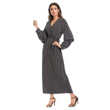 Muslim Women Stylish Kashibo Abaya Muslim Ladies Long Gown Islamic Clothing Jilbab Jalabiya Fashion Bowknot Loose Waist-Controlled Long Sleeves Dress