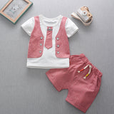 Children Boy Co Ord Striped Vest T-shirt Short Sleeve 2 Piece Set