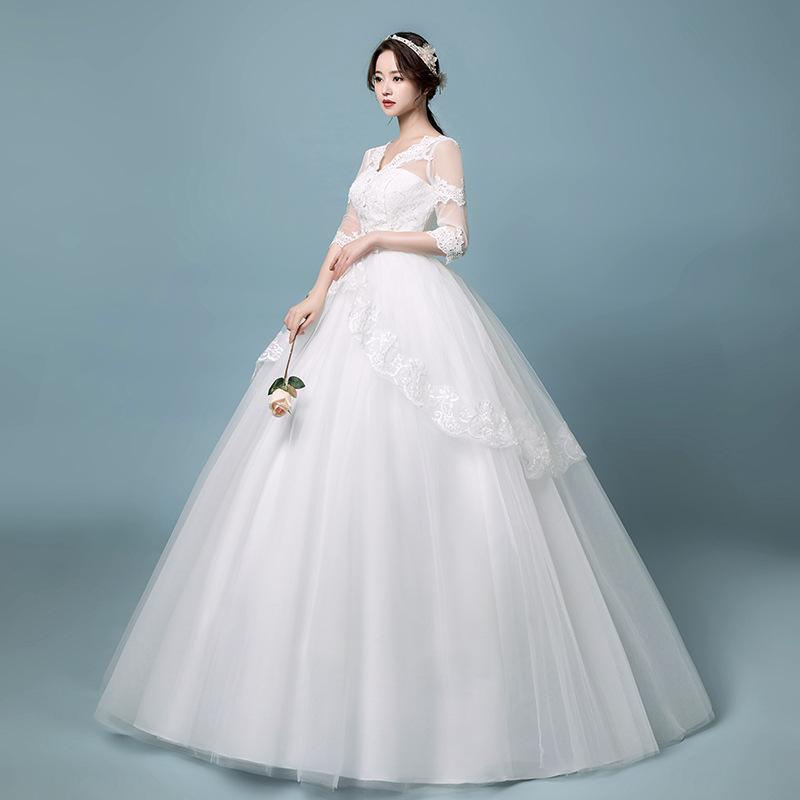 Women's Evening Dress Ball Gown Princess Quinceanera Wedding Dresses Summer Double-Shoulder V-neck Bridal Princess Wedding Dress
