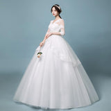 Women's Evening Dress Ball Gown Princess Quinceanera Wedding Dresses Summer Double-Shoulder V-neck Bridal Princess Wedding Dress