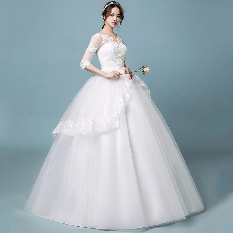 Women's Evening Dress Ball Gown Princess Quinceanera Wedding Dresses Summer Double-Shoulder V-neck Bridal Princess Wedding Dress