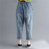Women Patchwork Jeans Summer Large Size Washed Ripped Jeans