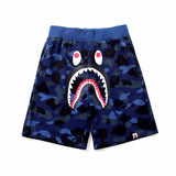 Shark Print Shorts Men's Shark Head Camouflage Elastic Waist Fifth Pants Middle Pants Casual Shorts