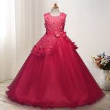 First Communion Dress Vestidos De Primera Comunion Lace Ball Gown Girl Party Princess Pageant Gown Children's Embroidery Dress Bow
