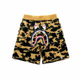 Shark Print Shorts Men's Shark Head Camouflage Elastic Waist Fifth Pants Middle Pants Casual Shorts