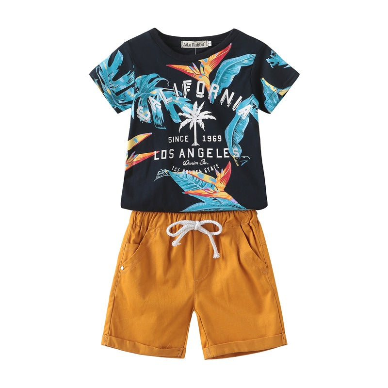 Children Boy Co Ord Summer Short Sleeve Shorts 2 Piece Set