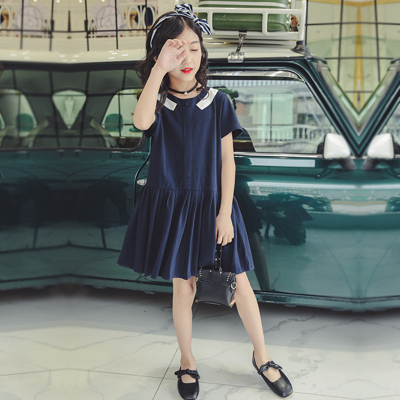Girls' Dress Summer Loose Bow Tie Skirt Children's Long Dress Children's Girl's Summer Clothes