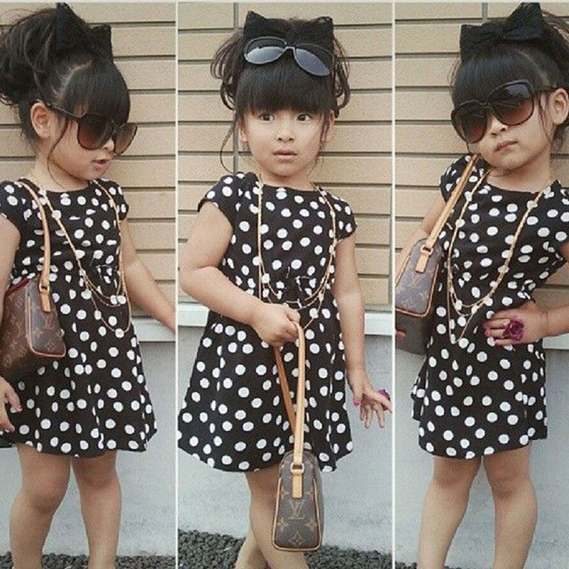 Girl Dress Casual Children Polka Dot Dress