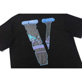 Vlone T Shirts V-Shaped Female Somke Printed Short Sleeve T-shirt Men and Women Hip Hop Couple Half Sleeve