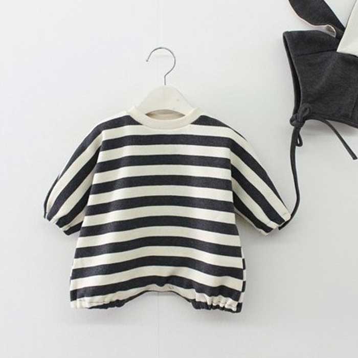 Autumn Rompers Cute Baby Loose Bodysuit Striped Bunny Romper