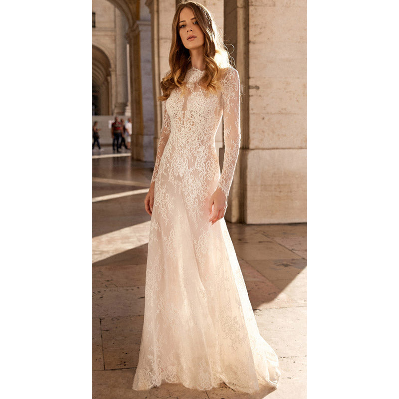 Formal Dresses & Gowns Women's Dress Sexy Lace See-through Long Sleeve Dress