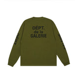 Gallery Dept High Street Vintage Washed Printed Army Green Long Sleeve T-shirt Men