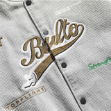 Baby Blue Varsity Jacket Autumn Coat Color Contrast Patchwork Baggy Casual Jacket